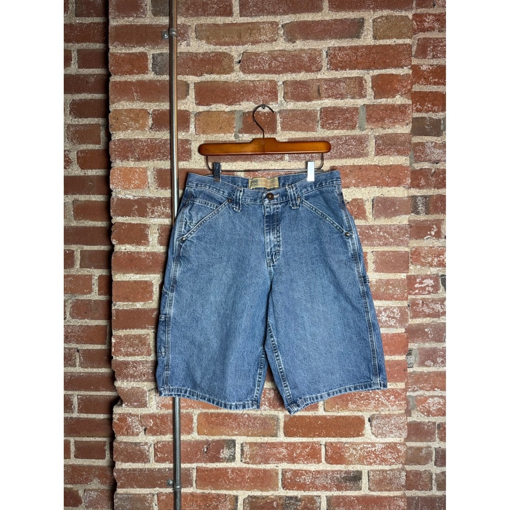 Vintage Lee Dungarees Carpenter Shorts Mens 32 Blue Denim Utility Workwear